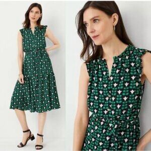 Ann Taylor Black and White Floral Midi Dress